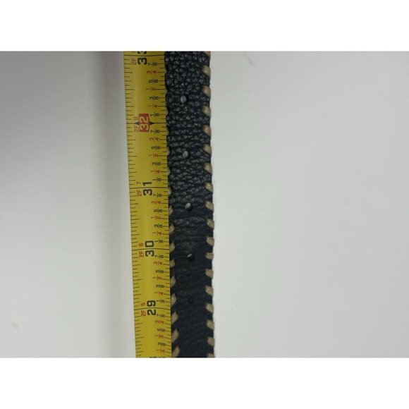 Brighton Black Leather Whipstitch Concho Belt Size M 30/32 Aged - Picture 10 of 10